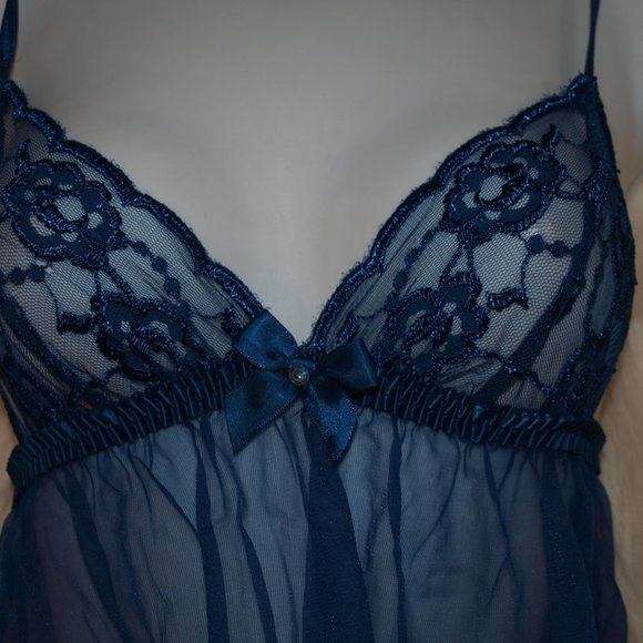FREDRICK'S OF HOLLYWOOD BABYDOLL Blue Lace SIZE S USED ONCE - Picture 4 of 10